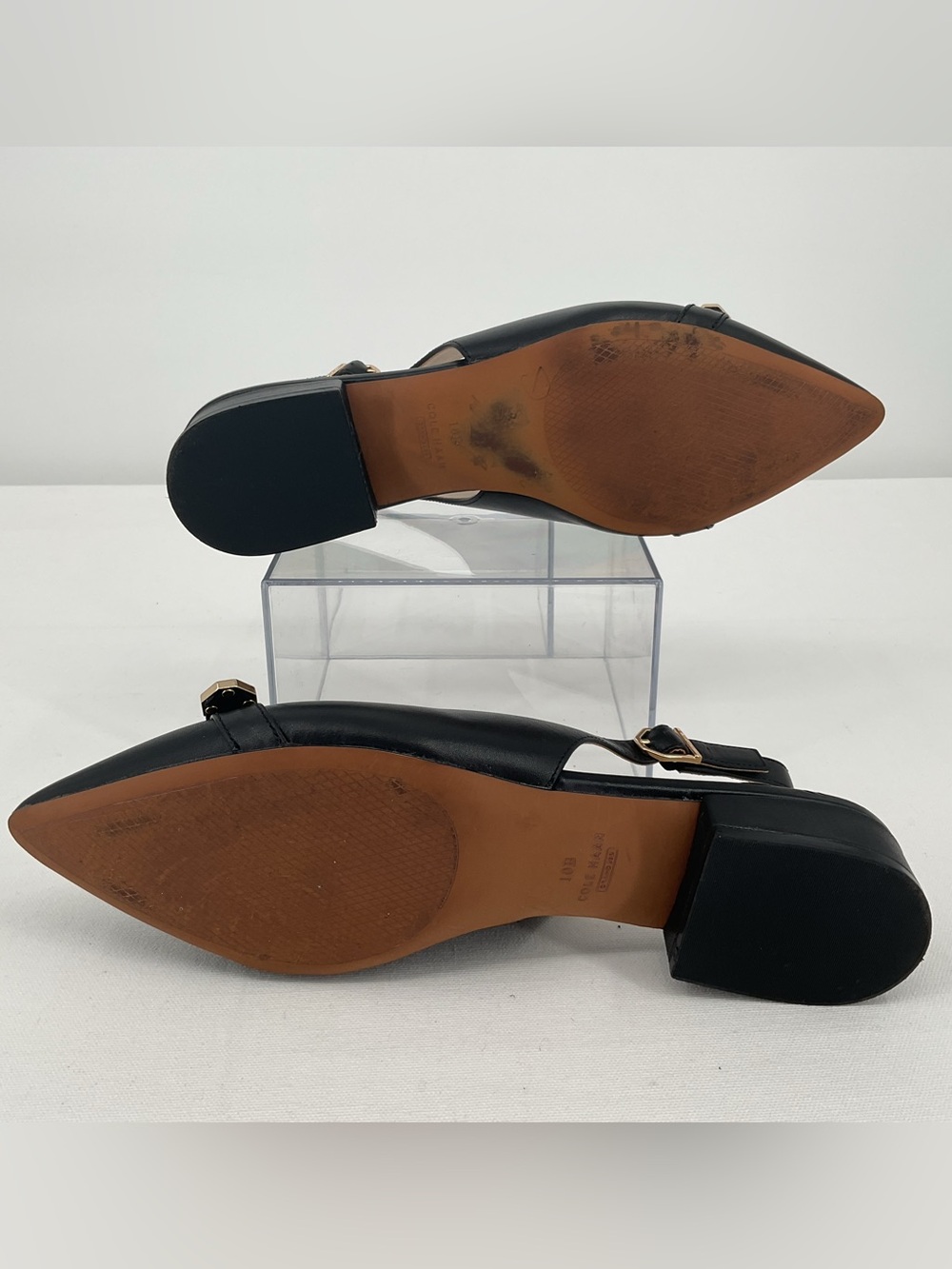Cole Haan Menlo Skimmer Black Leather Slingback Flats - Picture 4 of 9